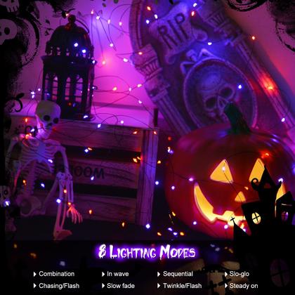 Imagem de Pacote com 2 String Lights echosari, 200 LED, 10 m, roxo, laranja