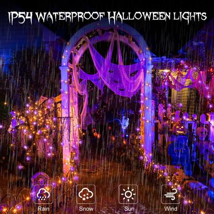 Imagem de Pacote com 2 String Lights echosari, 200 LED, 10 m, roxo, laranja