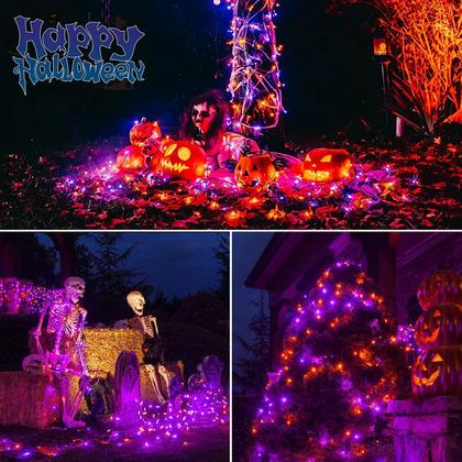 Imagem de Pacote com 2 String Lights echosari, 200 LED, 10 m, roxo, laranja