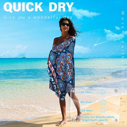 Imagem de Pacote com 2 toalhas de praia de microfibra Widdonen, sem areia, secagem rápida