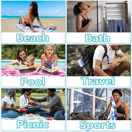 Imagem de Pacote com 2 toalhas de praia de microfibra Widdonen, sem areia, secagem rápida