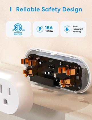 Imagem de Pacote com 2 tomadas 2 em 1 Smart Plug Meross WiFi Dual 15A
