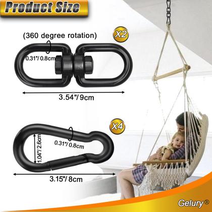 Imagem de Pacote com 2 unidades de aço inoxidável Swing Swivels Gelury Black 304