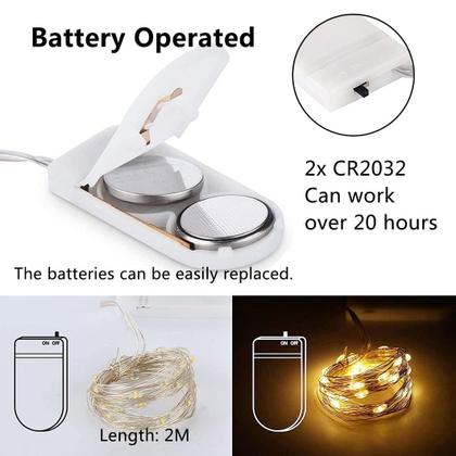 Imagem de Pacote com 24 Fairy String Lights Rivokeer, 7 pés e 20 LED, impermeável