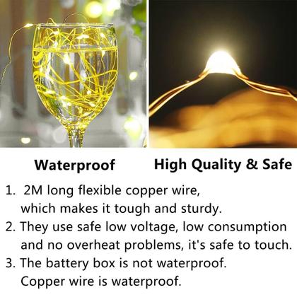 Imagem de Pacote com 24 Fairy String Lights Rivokeer, 7 pés e 20 LED, impermeável