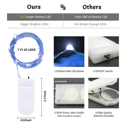 Imagem de Pacote com 24 Fairy String Lights Rivokeer, 7 pés e 20 LED, operado por bateria