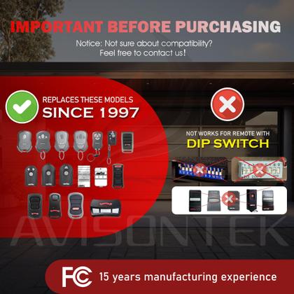 Imagem de Pacote com 3 unidades de controle remoto de porta de garagem Avisontek Genie compatível com G3T-R