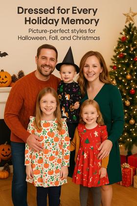 Imagem de Pacote com 3 vestidos de manga comprida PATPAT para meninas, conjunto de Natal