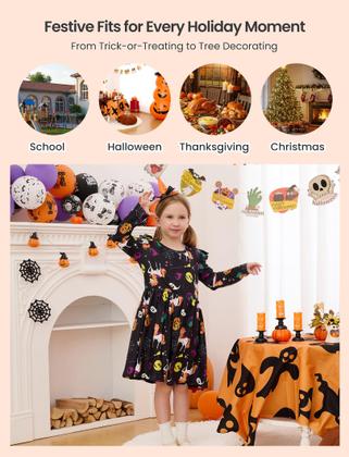 Imagem de Pacote com 3 vestidos de manga comprida PATPAT para meninas, conjunto de Natal