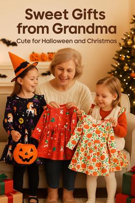 Imagem de Pacote com 3 vestidos de manga comprida PATPAT para meninas, conjunto de Natal