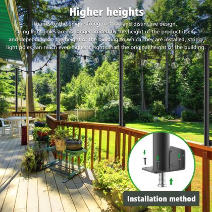 Imagem de Pacote com 4 postes de luz de corda externos NUERPO 1,5 m de metal