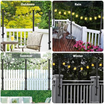 Imagem de Pacote com 4 postes de luz de corda externos NUERPO 1,5 m de metal