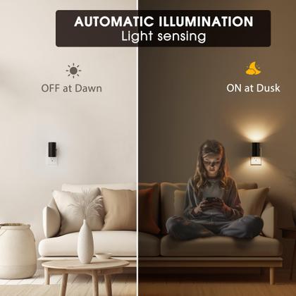 Imagem de Pacote com 4 sensores LED Night Light Briignite Plug-in Dusk to Dawn