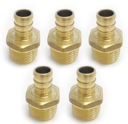 Imagem de (Pacote com 5) Adaptador NPT macho Pex 3/4 polegadas x 3/4 polegadas, acessórios de crimpagem de latão EFIELD