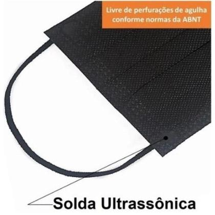 Imagem de Pacote Com 50 Máscaras Descartáveis Preta Para Proteção E Higiene De Rosto Com Elástico Preto E Clip Nasal