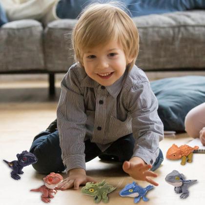 Imagem de Pacote com 6 bonecos de ação de dinossauro AUKSKY com bocas móveis para crianças a partir de 3 anos