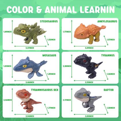Imagem de Pacote com 6 bonecos de ação de dinossauro AUKSKY com bocas móveis para crianças a partir de 3 anos