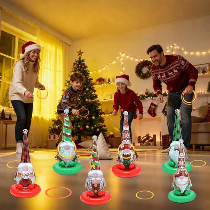 Imagem de Pacote com 6 jogos infláveis de Natal Gnome Ring Toss Game com bomba