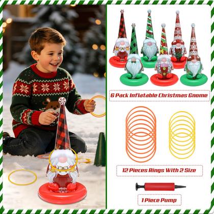 Imagem de Pacote com 6 jogos infláveis de Natal Gnome Ring Toss Game com bomba