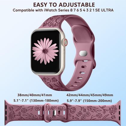 Imagem de Pacote com 6 pulseiras impermeáveis para Apple Watch SNBLK compatíveis com pulseira masculina Apple Watch 44 mm 45 mm 49 mm 42 mm, pulseira de flores fofa para pulseira Apple Watch de 44 mm, série masculina Ultra 2/SE/9/8/7/6/5/4/3/2/1