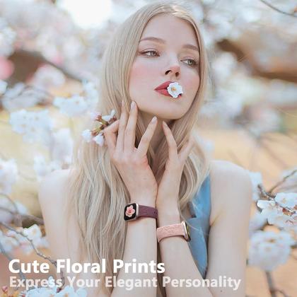 Imagem de Pacote com 6 pulseiras impermeáveis para Apple Watch SNBLK compatíveis com pulseira masculina Apple Watch 44 mm 45 mm 49 mm 42 mm, pulseira de flores fofa para pulseira Apple Watch de 44 mm, série masculina Ultra 2/SE/9/8/7/6/5/4/3/2/1