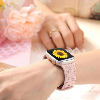 Imagem de Pacote com 6 pulseiras impermeáveis para Apple Watch SNBLK compatíveis com pulseira masculina Apple Watch 44 mm 45 mm 49 mm 42 mm, pulseira de flores fofa para pulseira Apple Watch de 44 mm, série masculina Ultra 2/SE/9/8/7/6/5/4/3/2/1