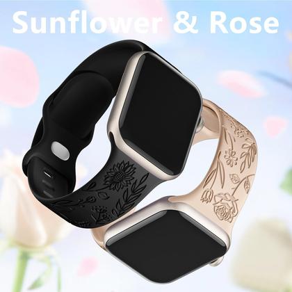 Imagem de Pacote com 6 pulseiras impermeáveis para Apple Watch SNBLK compatíveis com pulseira masculina Apple Watch 44 mm 45 mm 49 mm 42 mm, pulseira de flores fofa para pulseira Apple Watch de 44 mm, série masculina Ultra 2/SE/9/8/7/6/5/4/3/2/1