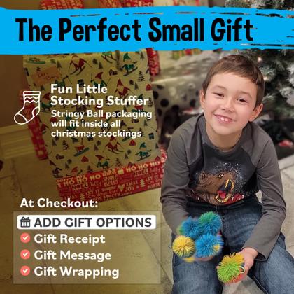 Imagem de Pacote com 8 brinquedos sensoriais Stringy Balls Monkey Pom Kooosh para crianças de 4 a 9 anos