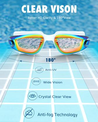 Imagem de Pacote de 2 óculos de natação Aegend Kids para meninos e meninas de 3 a 14 anos