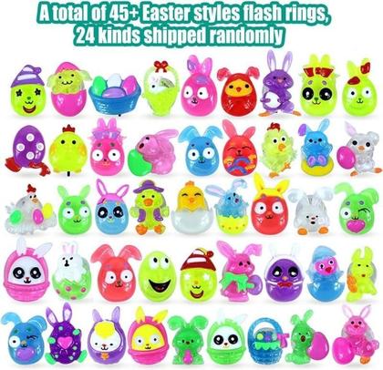 Imagem de Pacote de 24 ovos de Páscoa com anéis 3D Finger Lights Up para crianças
