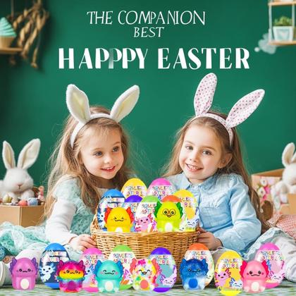 Imagem de Pacote de 24 ovos de Páscoa pré-cheios com brinquedos Slow Squishy para crianças