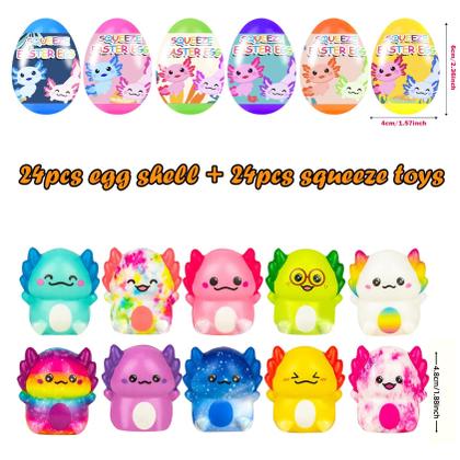 Imagem de Pacote de 24 ovos de Páscoa pré-cheios com brinquedos Slow Squishy para crianças