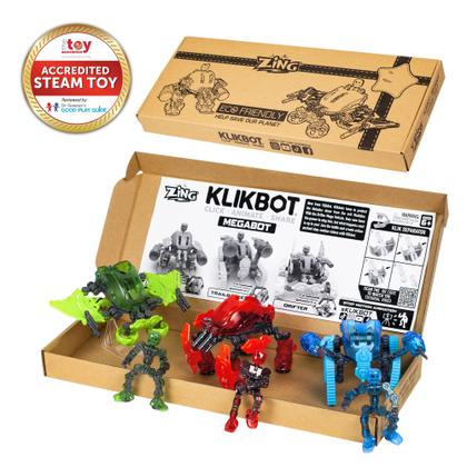 Imagem de Pacote de 3 bonecos de brinquedo Zing Klikbot Megabots para crianças de 8 anos ou mais