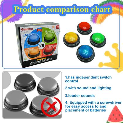 Imagem de Pacote de 8 Answer Buzzers Gelabur para sala de aula de jogos de perguntas e respostas