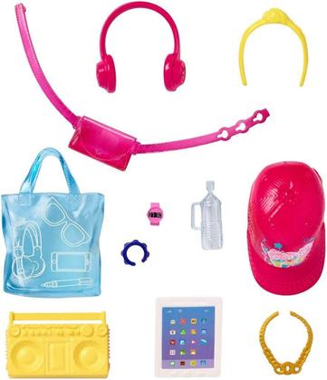 Imagem de Pacote de acessórios: Barbie Boombox, fones de ouvido, tablet, bolsa, garrafa