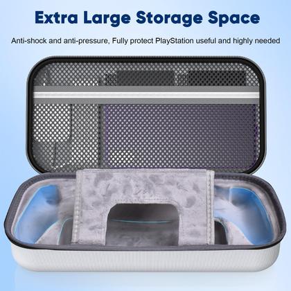 Imagem de Pacote de acessórios para PlayStation Portal, estojo de transporte portátil para PS Portal, base de carregamento magnética para portal PS5, capa protetora, 2 protetores de tela HD, fone de ouvido com fio, 4 alças de polegar