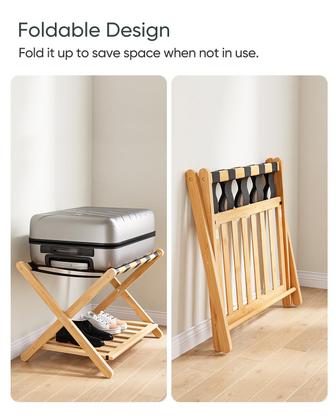 Imagem de Pacote de bagagens de bambu Smart FENDEE com 2 suportes dobráveis