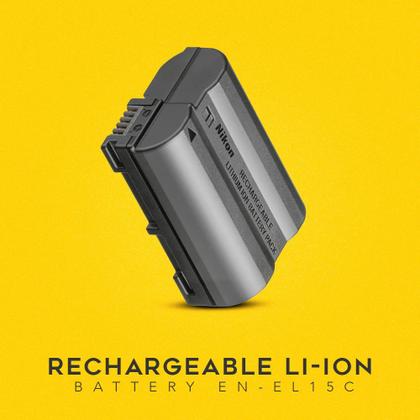 Imagem de Pacote de bateria Nikon EN-EL15c com carregador LCD USB C duplo