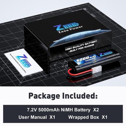 Imagem de Pacote de bateria recarregável Zeee 7.2V 5000mAh NiMH (pacote com 2)