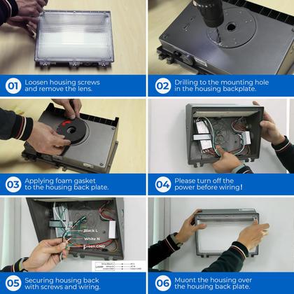 Imagem de Pacote de luz LED de parede CINOTON 120W comutável 100-277V IP65