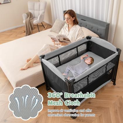 Imagem de Pacote e jogo Baby Playard HONEY JOY com berço 5 em 1