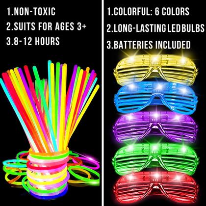 Imagem de Pacote Glow Sticks TURNMEON, 125 com colares, pulseiras, óculos