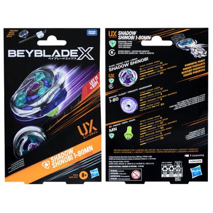 shadowページ 4点セット Pacote inicial Beyblade X Shadow Shinobi 1-80MN UX com lançador