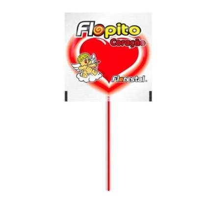 Imagem de Pacote Pirulito Flopito Baby Coração Morango 200g C/50 Unidades