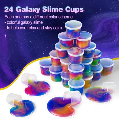 Imagem de Pacote Slime Ankyle Galaxy com 24 lembrancinhas de festa para crianças, elásticas e não pegajosas