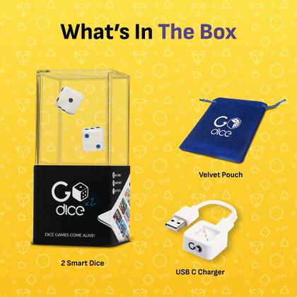Imagem de Pacote Smart Dice GoDice 2 com carregador USB para jogos de tabuleiro
