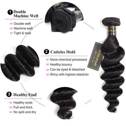 Imagem de Pacotes de cabelo DONG H hair Loose Deep Wave 9A Peruvian Virgin
