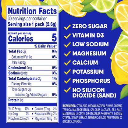 Imagem de Pacotes de hidratação em pó GoHydrate com baixo teor de sódio e limão, pacote com 30