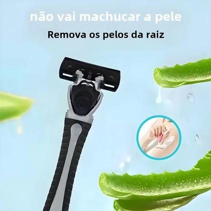 Imagem de Pacotes de Navalhas de Segurança Reutilizáveis com Lâmina Tripla Antiderrapante