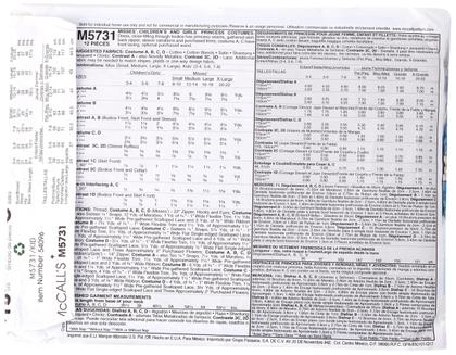 Imagem de Padrões de fantasia de Halloween para vestidos de princesa McCall's M5731